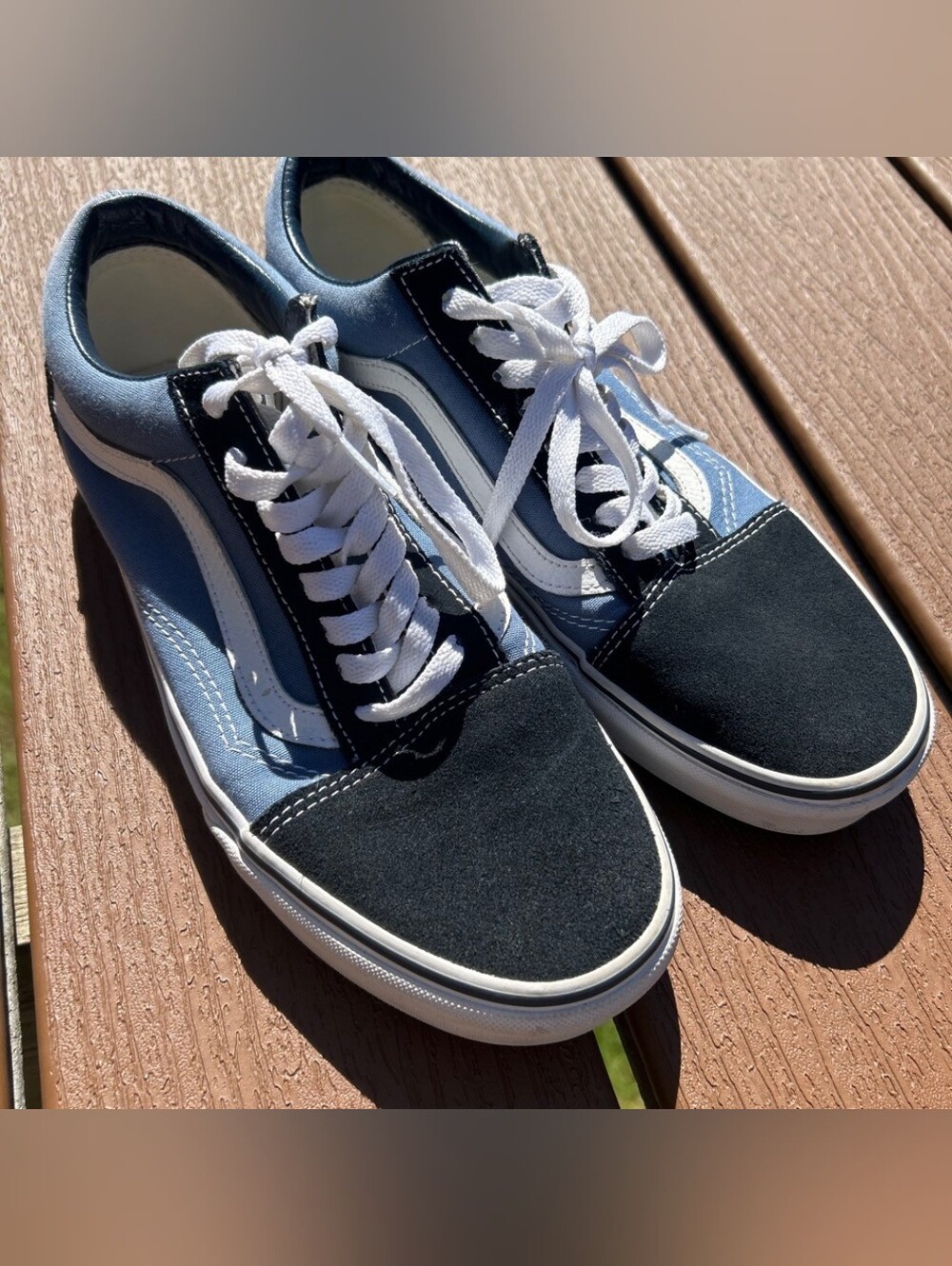 Vans Old Skool Low Top Sneakers - Blue, Black & White Mens Size 8